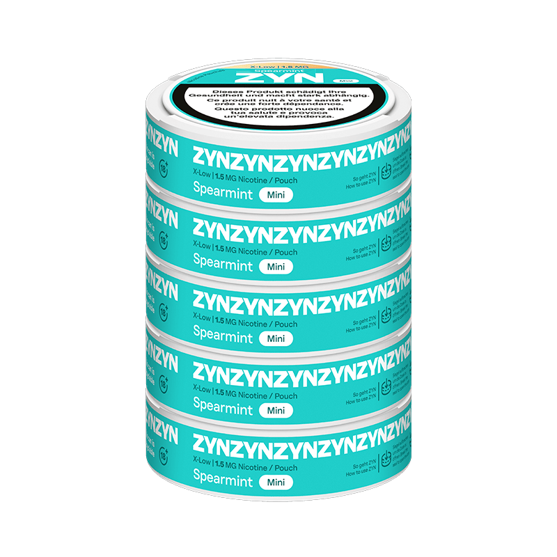 Light green ZYN Spearmint can Mini 1.5 mg, bundle of 5 cans 1