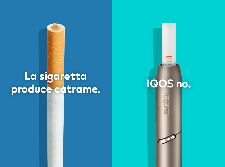 Filtro di sigaretta con macchie marroni di combustione rispetto a un stick IQOS HEETS in un supporto IQOS 3 DUO.