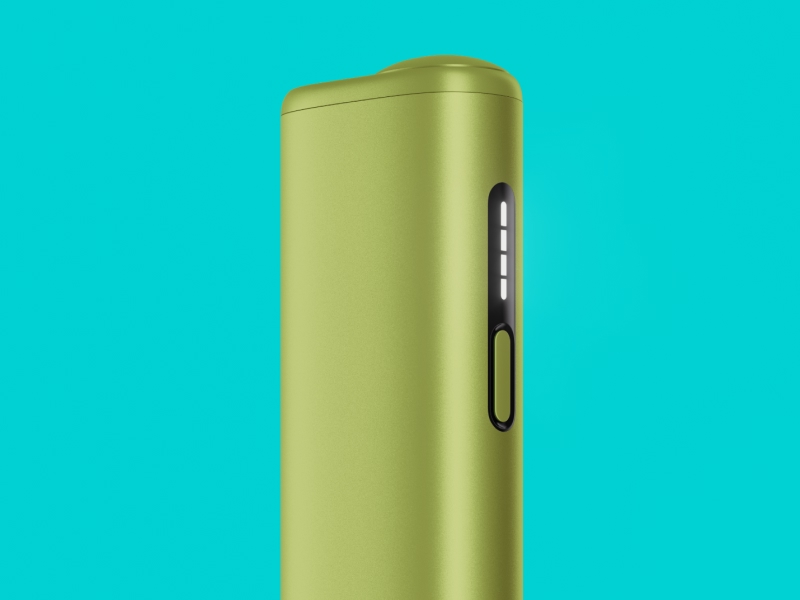 Green IQOS ILUMA i ONE device, detail view of the lights