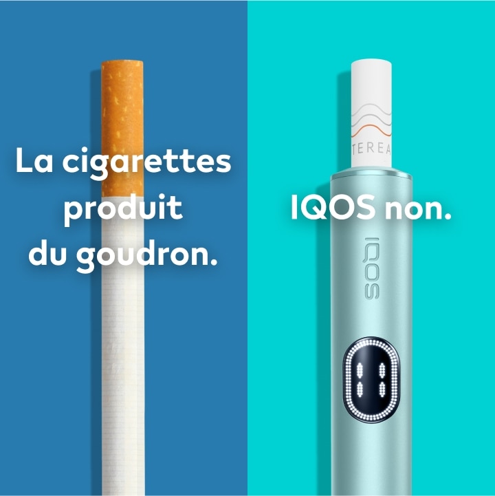 Appareil IQOS ILUMA comparé à une cigarette